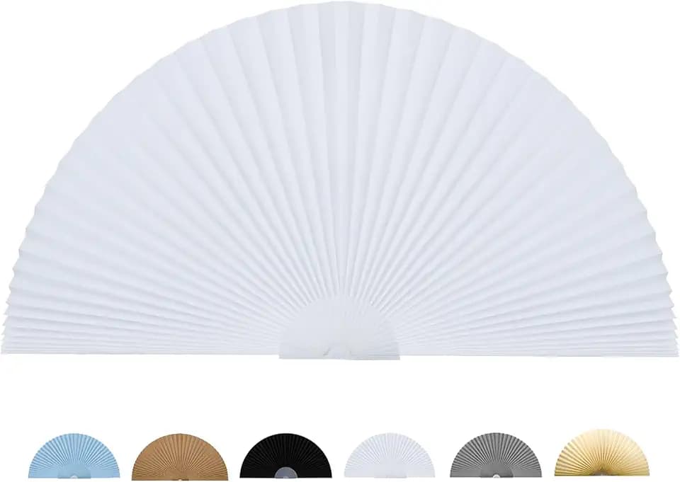 Jlong Arch Half Circle Window Shades Pleated Paper Blinds 48" W x 24" H