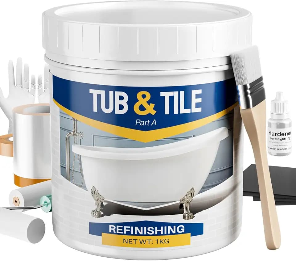 Tub and Tile Paint Refinishing Kit, 33oz Bathtub Refinishing Paint Kit with Tools, White Tub Paint for Bathtub, Shower, Bathroom, Easy to Cover & Low Odor, 50-55sq.ft