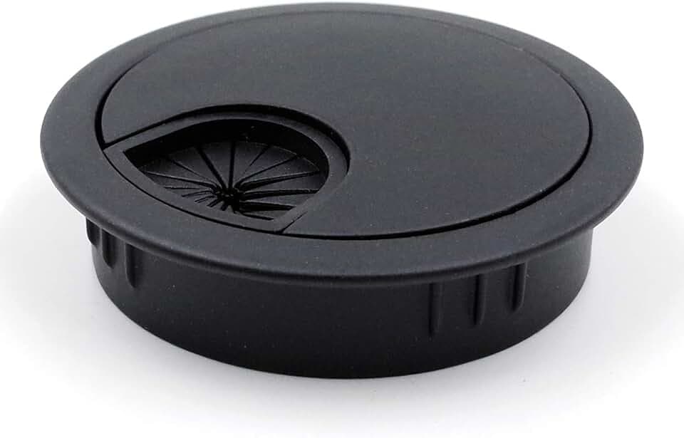 Jetland Desk Grommet for Wire Organizer - Flat Black, Fits 2" Hole, GBK53, 2-Pack