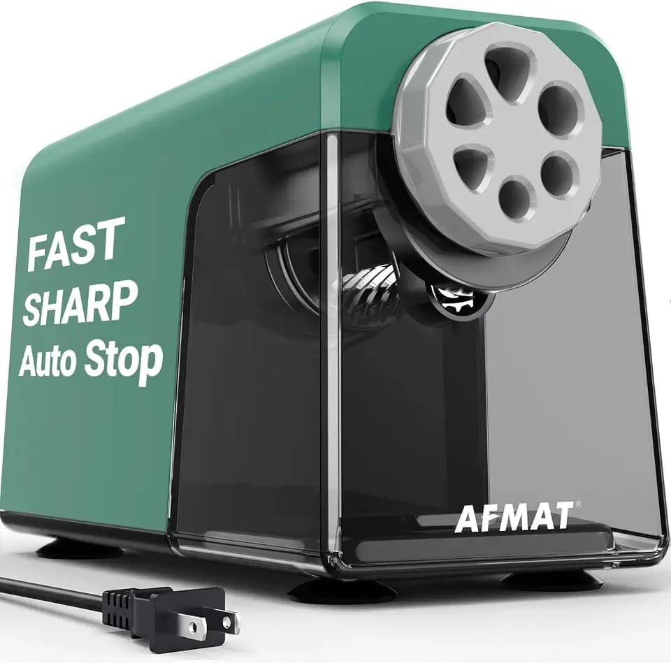 AFMAT PSX1 Heavy Duty Electric Pencil Sharpener, 6 Holes, Auto Stop Pencil Sharpeners for 6-11mm Pencils, Classroom Electric Sharpener for Artists, 7000 Sharpenings, Save Pencils