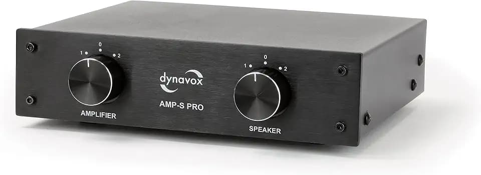 Dynavox AMP-S Pro, Verstärker- und Lautsprecher-Umschalter in Metallgehäuse, für Stereo- und Surround-Verstärker, Verbindung über Bananenstecker oder Klemmanschluss, Schwarz