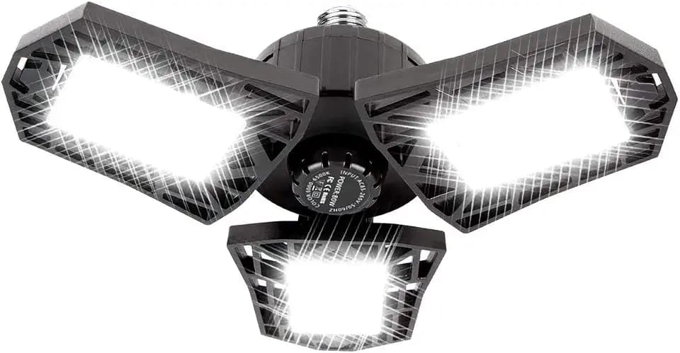 LED Garage Light - 6000 Lumen 6500K Daylight 60W, Three Leaf Led Garage Ceiling Lights