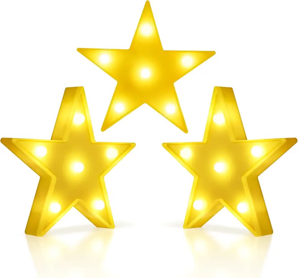 3 Pcs LED Star Lights,Star Shaped Night lamp,Hangable (Yellow)