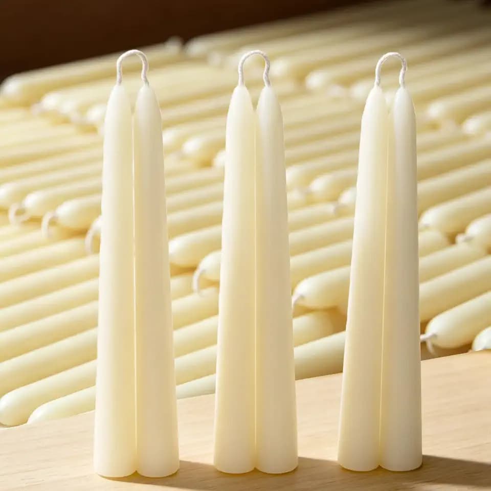 DEYBBY Beeswax Taper Candles, Clean Burning, Cream White, 9 in, 6 Pack