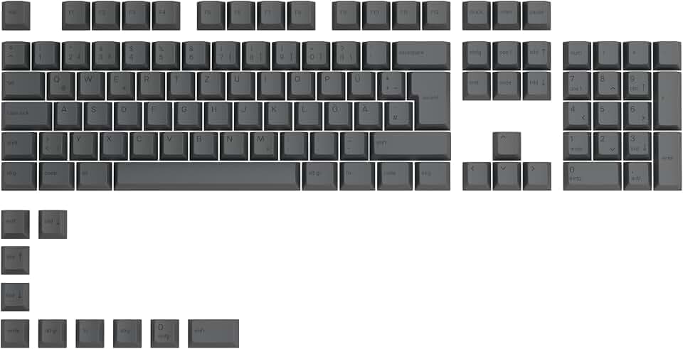 Glorious Gaming 115x GPBT Keycaps - Cherry Profile, Super Durable PBT Plastic, Eye Catching Aesthetics, Superior Sound, Original Typeface, German Layout - Black Ash