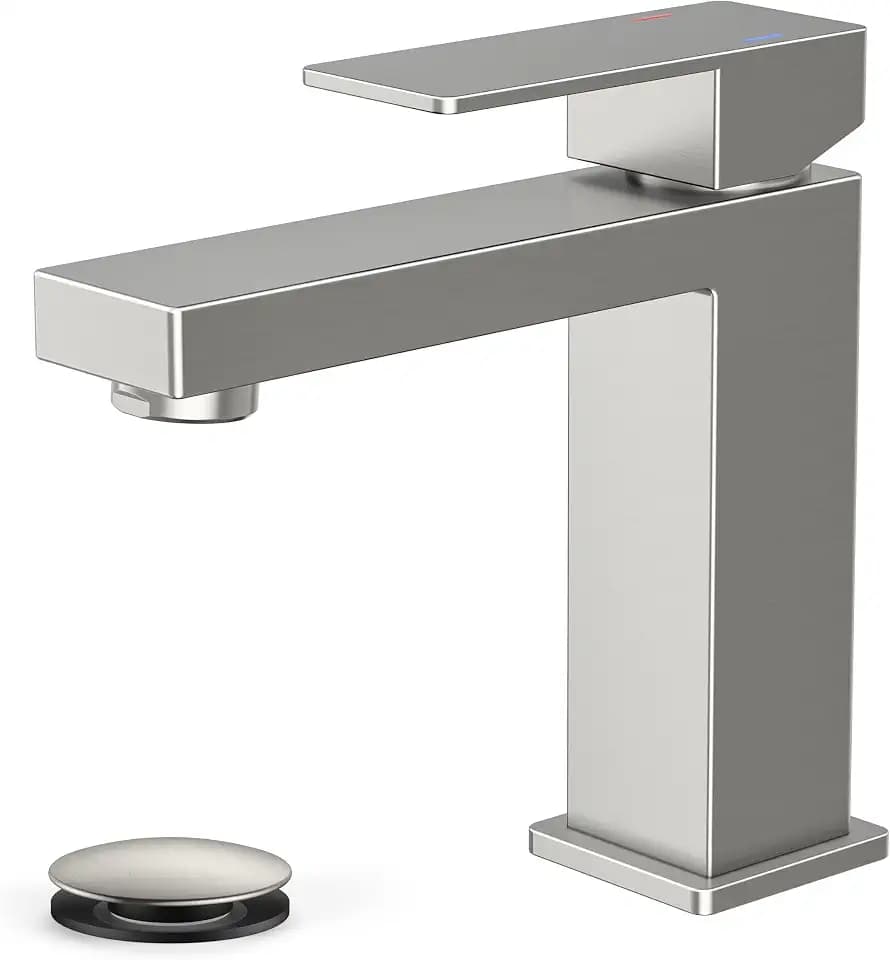 FORIOUS Bathroom Faucet 1 Hole, Single Handle Vanity Faucets Brushed Nickel