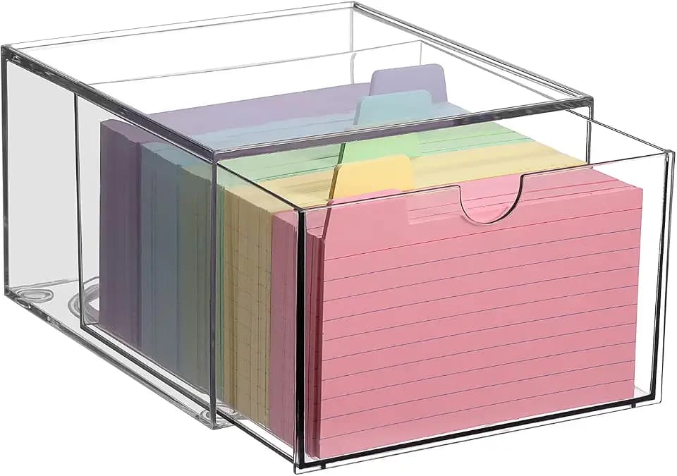 BTSKY 1 Pack Clear Index Card Box 3 x 5 Inch for Office Desk, Plastic