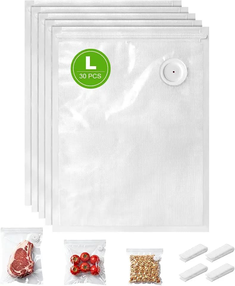 Vacuum Sealer Bags, 30 Pcs Reusable Food Saver Bags BPA-Free Leak-Proof