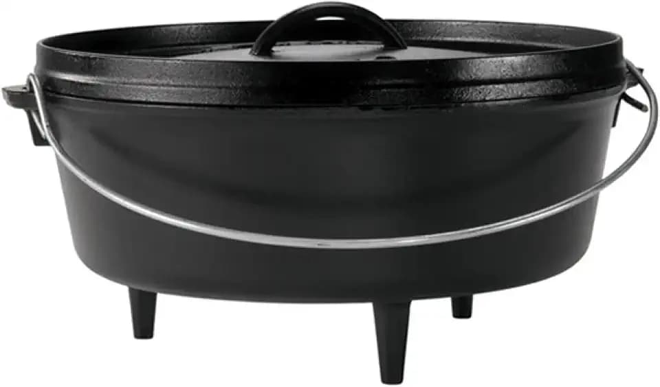 Lodge Pre-Seasoned Cast Iron Deep Camp Dutch Oven with Lid, 6 Quart