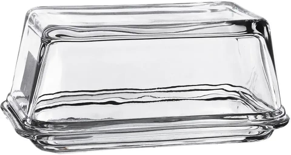 Fox Run Glass Butter Dish With Cover, Clear Butter Dish, 6.7” x 4.1” x 3”