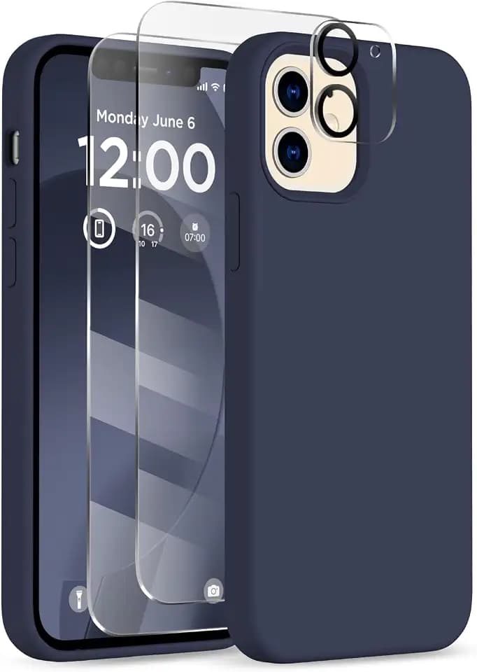 for iPhone 12 Case/iPhone 12 Pro Case Silicone Cover, Midnight Blue