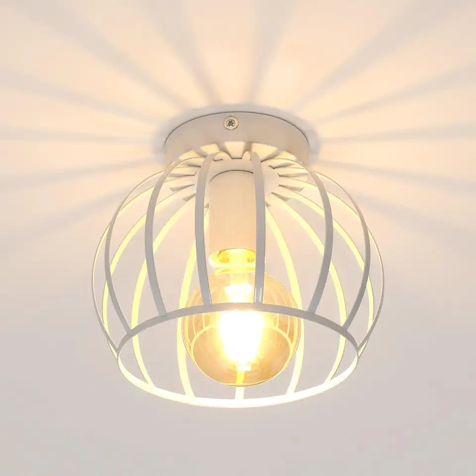 Goeco Deckenleuchte Vintage Deckenlampe E27 in Käfigform, Weiß