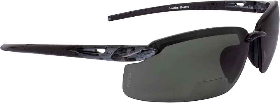 Crossfire ES5 Premium Safety Eyewear, Ultralight Frame and Adjustable Nosepiece