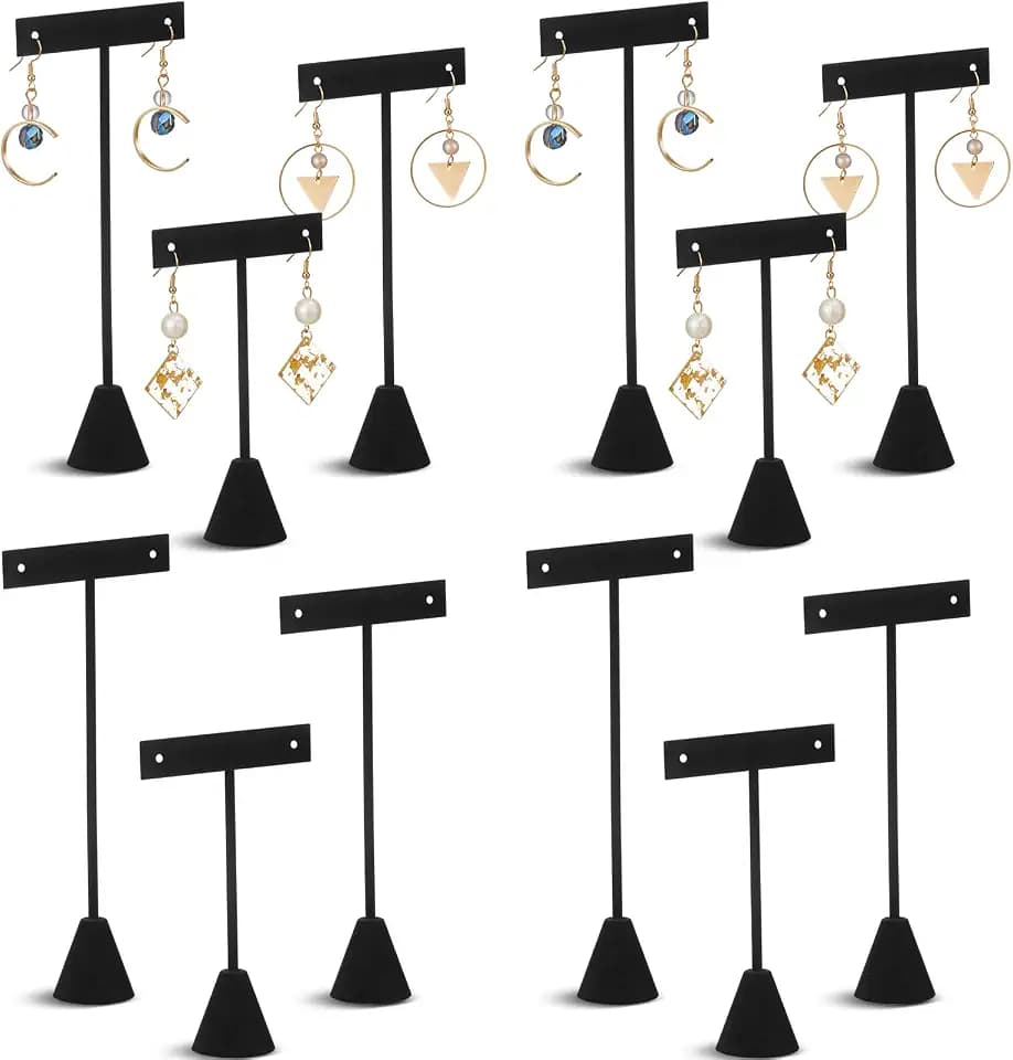 Marsui 12 Pcs T Bar Earring Display Stand Set with 3 Heights,Black