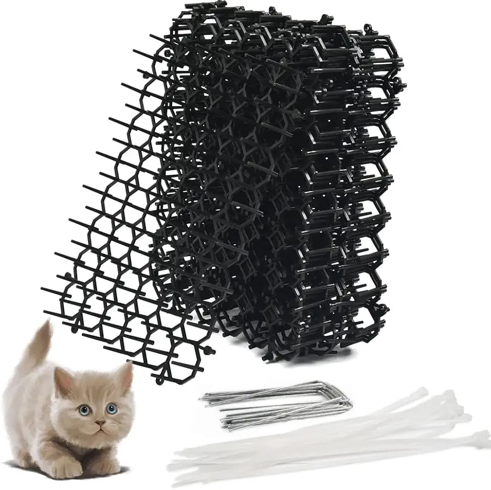 BUYGOO Dornengitter Gegen Katzen, 12pcs Katzenabwehr Matte, 20x15cm Katzenabwehr Garten Dornengitter, Tier Barriere mit Spikes, Dornengitter Katzenabwehrs, für Katzen, Hunde, Wildtiere - für Garten