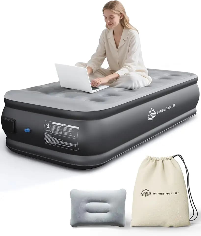 JUITOY Air Mattress with Built-in Pump, Inflatable Blow Up Bed Twin