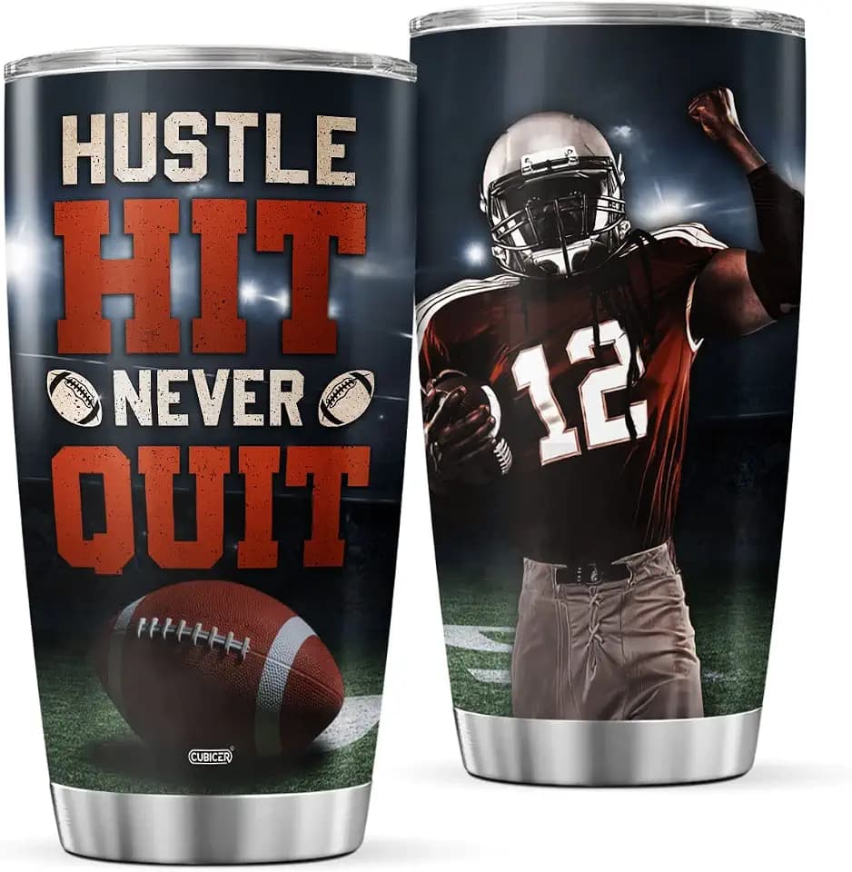 CUBICER Football Insulated Mug Cup Soccer Players Coffee Tumblers Sport Match Tumbler Gifts For Men Adults Son Husband Christian On Birthday Stainless Steel 20 Oz Home Travel Mugs