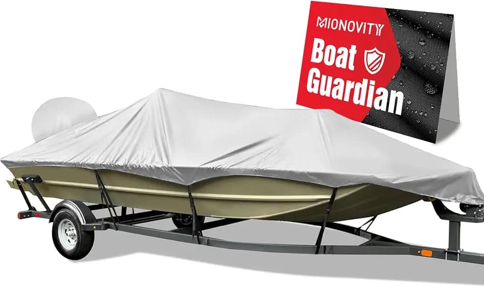 1200D Heavy Duty Waterproof Boat Cover 17-19 ft(17' 18' 19'),Grey