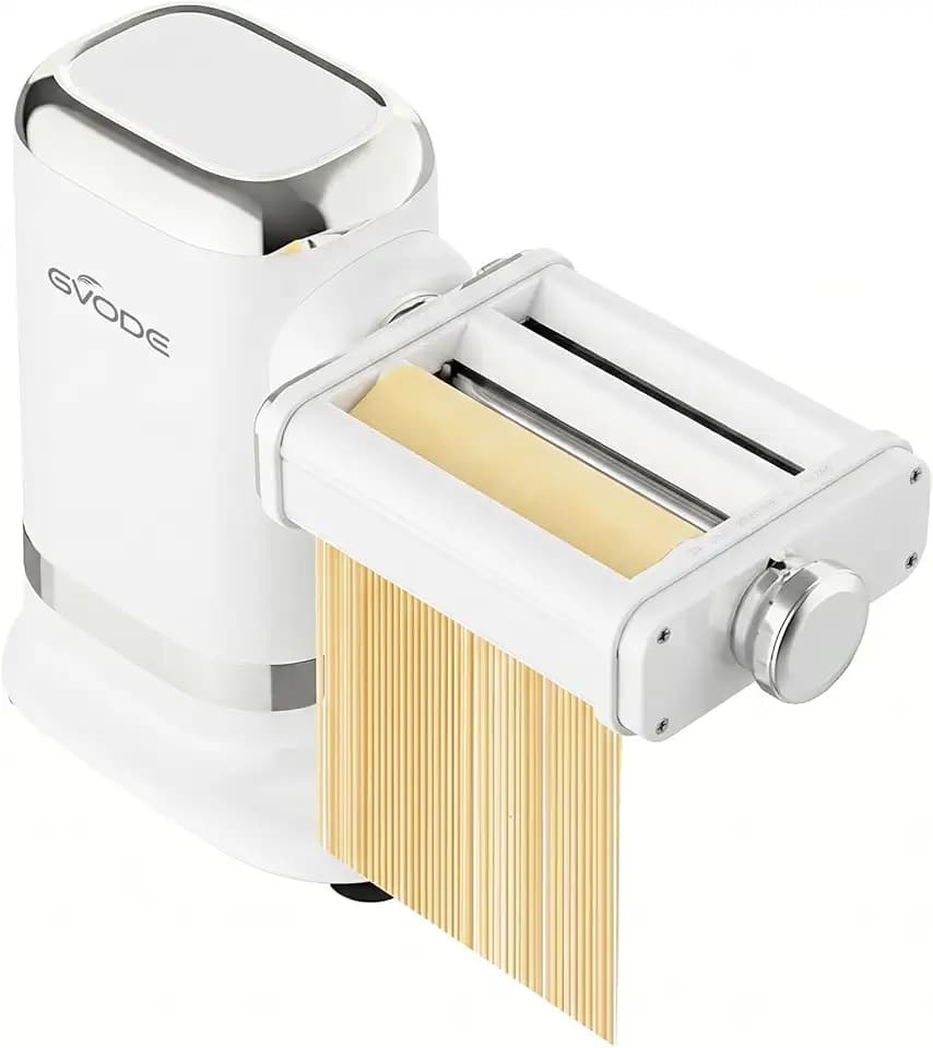 GVODE Electric Pasta Maker Machine, 3-in-1 Pasta Roller & Cutter Set, White