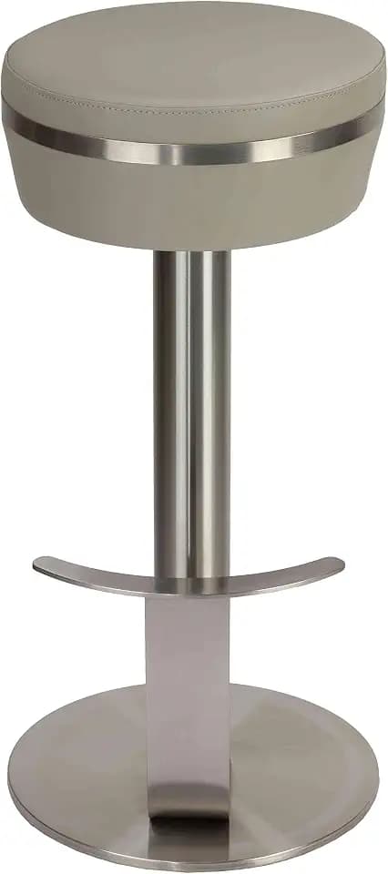 Cortesi Home Hera Swivel Bar Height Stool in Heavy Stainless Steel, Light Grey