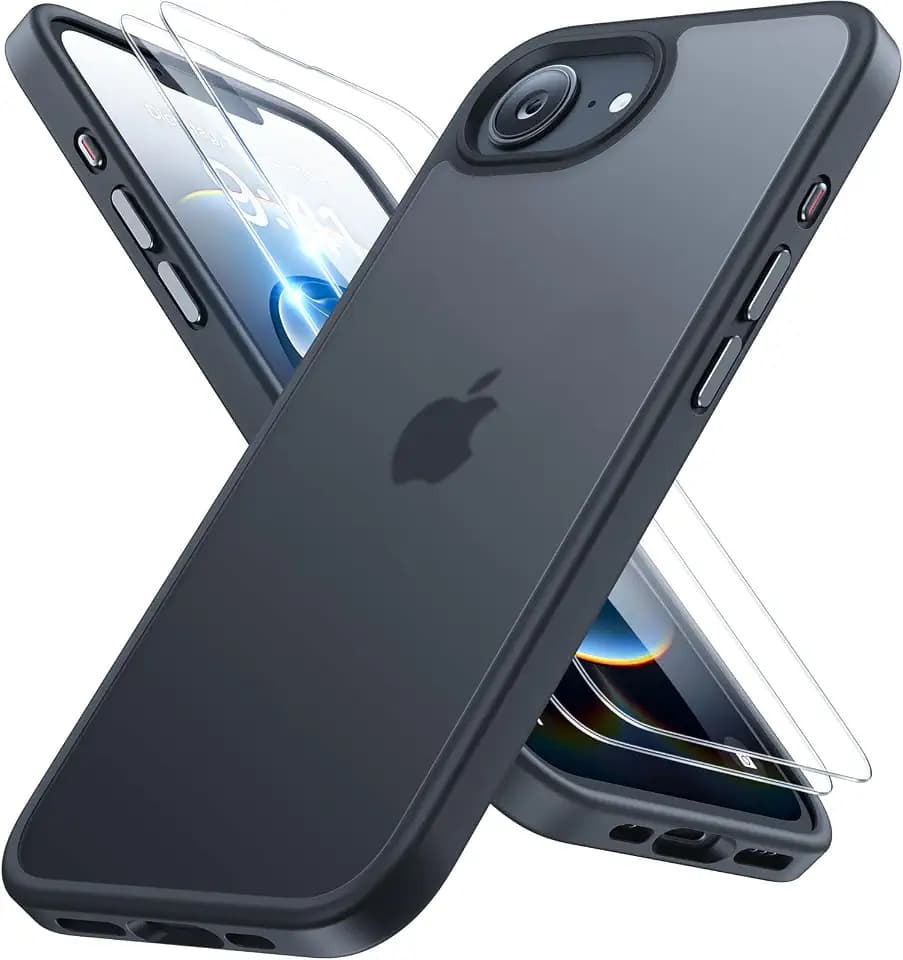 Miracase für iPhone 17e / 16e Hülle mit 2 9H+ Panzerglas, Schwarz-w