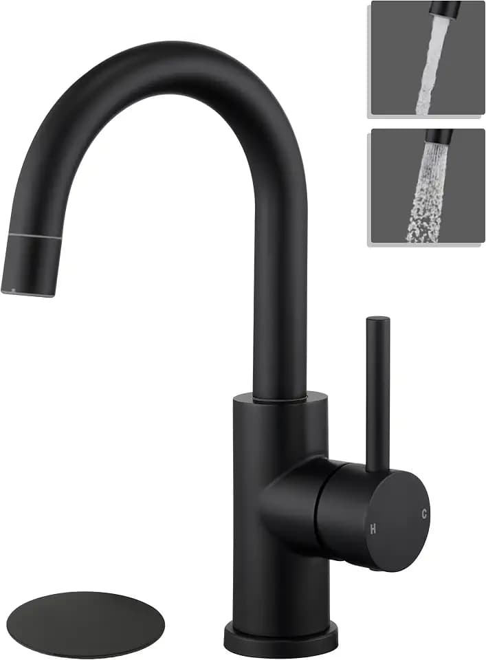 Tohlar Black Bathroom Faucet with 2 Mode Sprayer