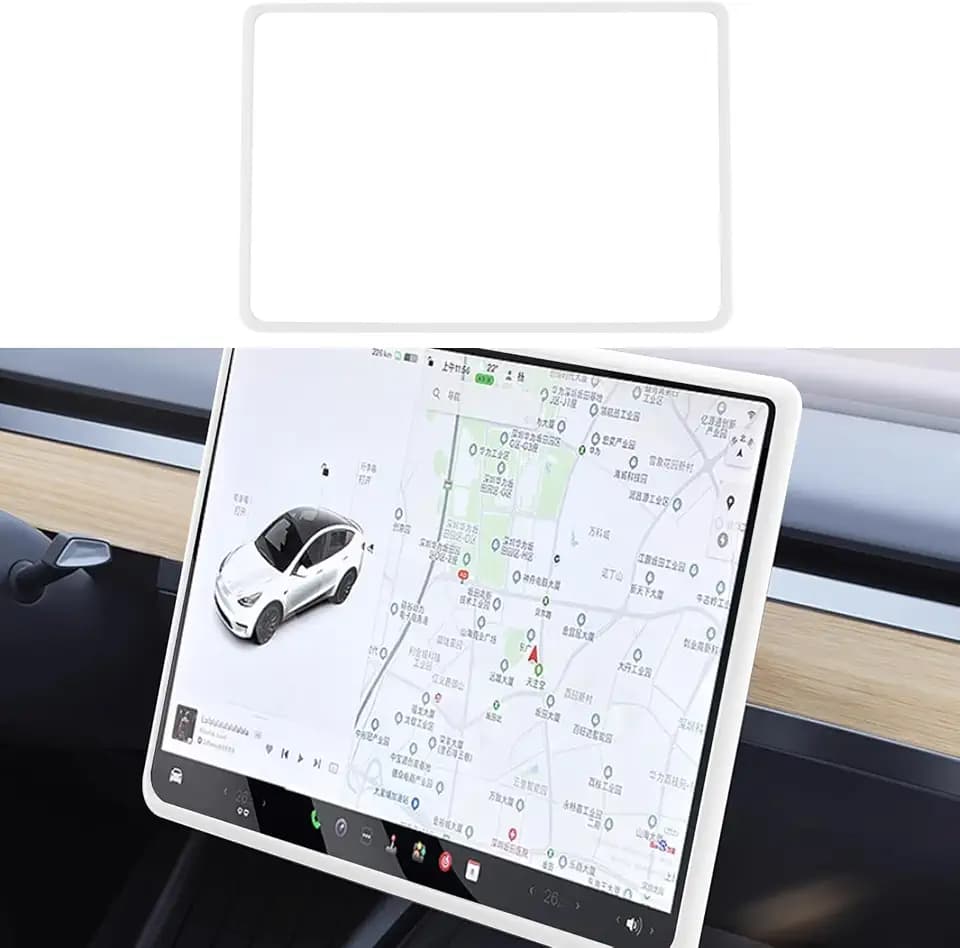 Displayschutzfolie für Tesla Model 3 Highland Model Y Juniper 2025, 2024, 2023, 2022, 2021, 2020, Innen-Mittelkonsole, Dekorstreifen, Dekorationen, Zierleisten, Zubehör (weiß)