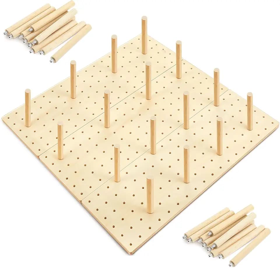 3 Pcs Wood Pegboard Drawer Organizer, Natural Wood, 17 x 5.91 Inch, Pine