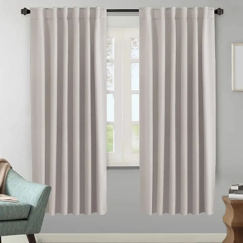 H.VERSAILTEX Blackout Curtains Thermal Insulated Window Treatment Panels Room Darkening Blackout Drapes for Living Room Back Tab/Rod Pocket Bedroom Draperies, 52 x 72 Inch, Stone, 2 Panels