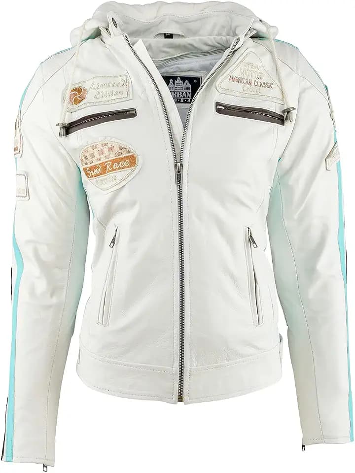 URBAN 5884 Motorradjacke Damen Mit Protektoren, Damenjacke aus Lammleder, Protektoren für Rücken, Schultern und Ellenbogen