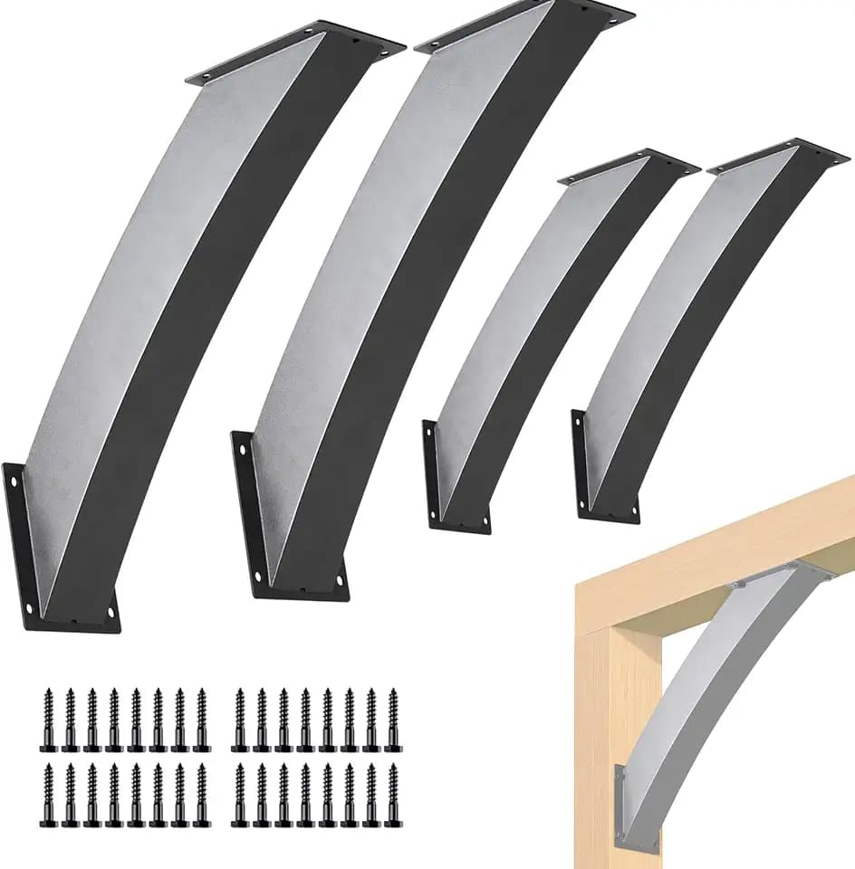 4 PCS 45 Degree Angle Support Brackets,Pergola Kit Heavy Duty Connector,Heavy Duty 2''x4'' (Actual: 1.5''x3.2''),for Wooden Structures Support for Gazebos,Tree Houses,Cabins and Patios (2"×4")