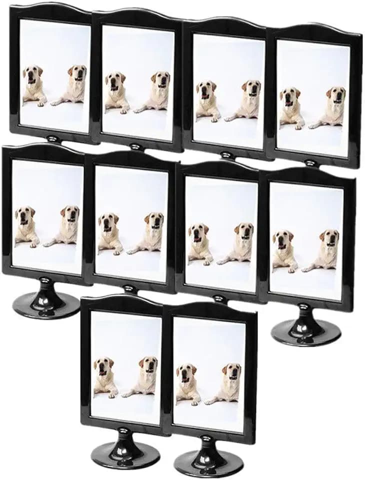10 Pack Vertical Table Number Holders Photo Frame 4x6 Double Sided Sign Frames Display Holder Each 2 Pictures for Wedding,Menu Holders,Price Tag,Culture Card,Ornaments Exhibition (Black)