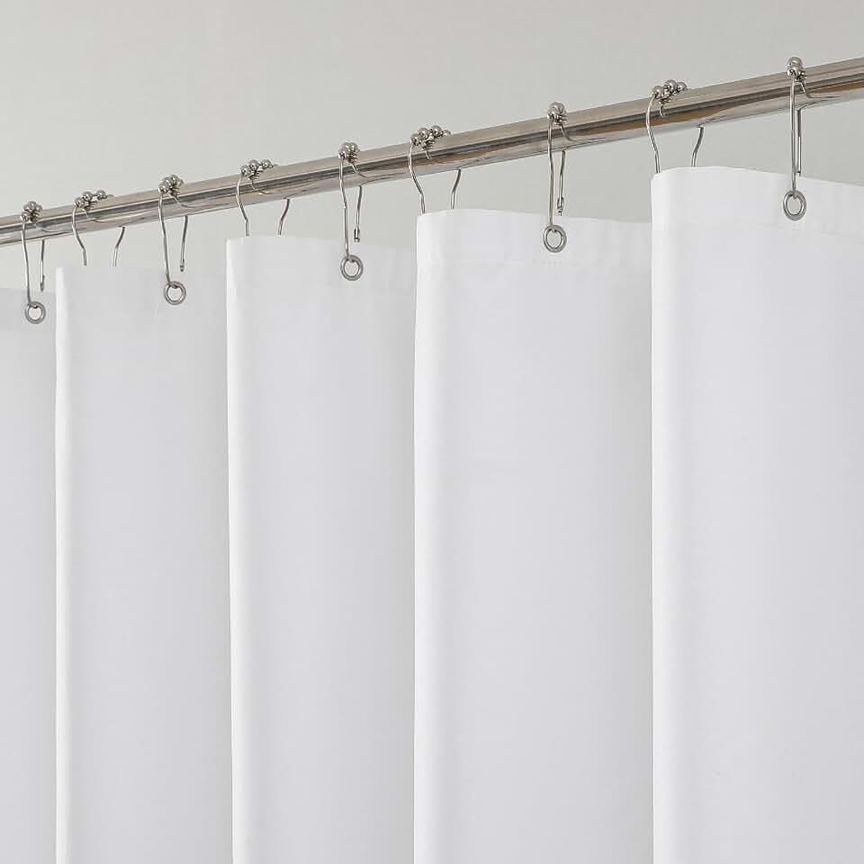 1 Pack Water-Repellent Fabric Shower Curtain Liner, 72x84 White