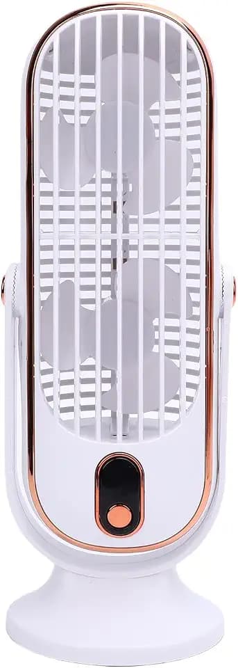 TOPINCN Small Tower Fan, Oscillating Table Fan 5 Speeds Portable USB Desk Fan for Bedroom Office, Standing Desk Fan Quiet Brushless Motor Tower Fan Personal Tower Cooling Fan (White)