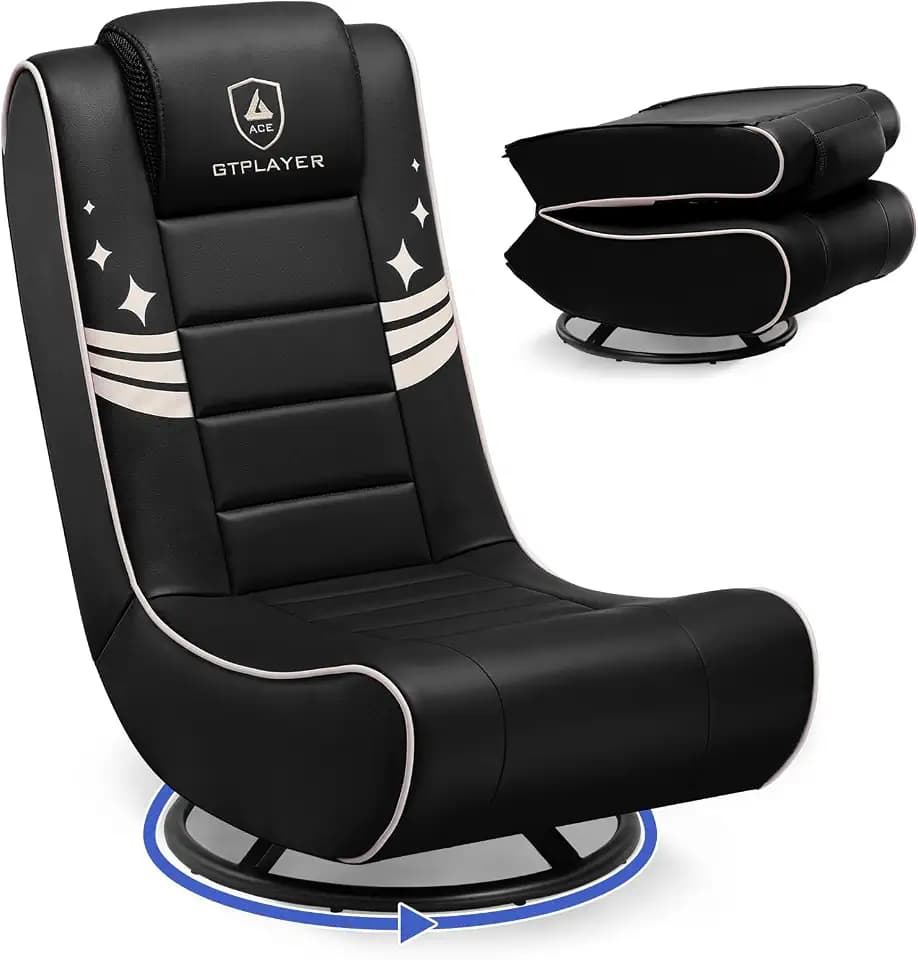 GTPLAYER Floor Gaming Chair Foldable Swivel Floor Chairs for Kids Boys Comfy Video Game Seat with 360° Multipurpose for Gamers, Bedroom or Game Room (Purple)