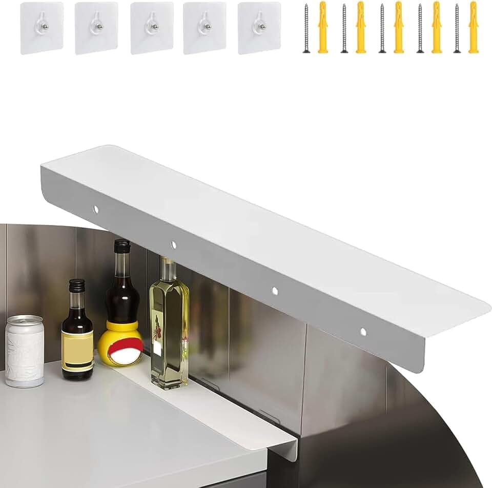 Metal Kitchen Refrigerator Gap Partition Countertop Gap Extension Board, Refrigerator Side Partition, Gap Covers Between Countertop And Walls, No Drill (White, 23.62 * 3.93inch)
