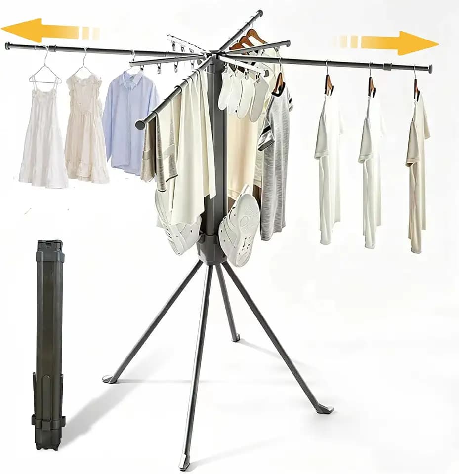 Clothes Drying Rack Foldable, 4-Legged Drying Rack Clothing Floor Standing