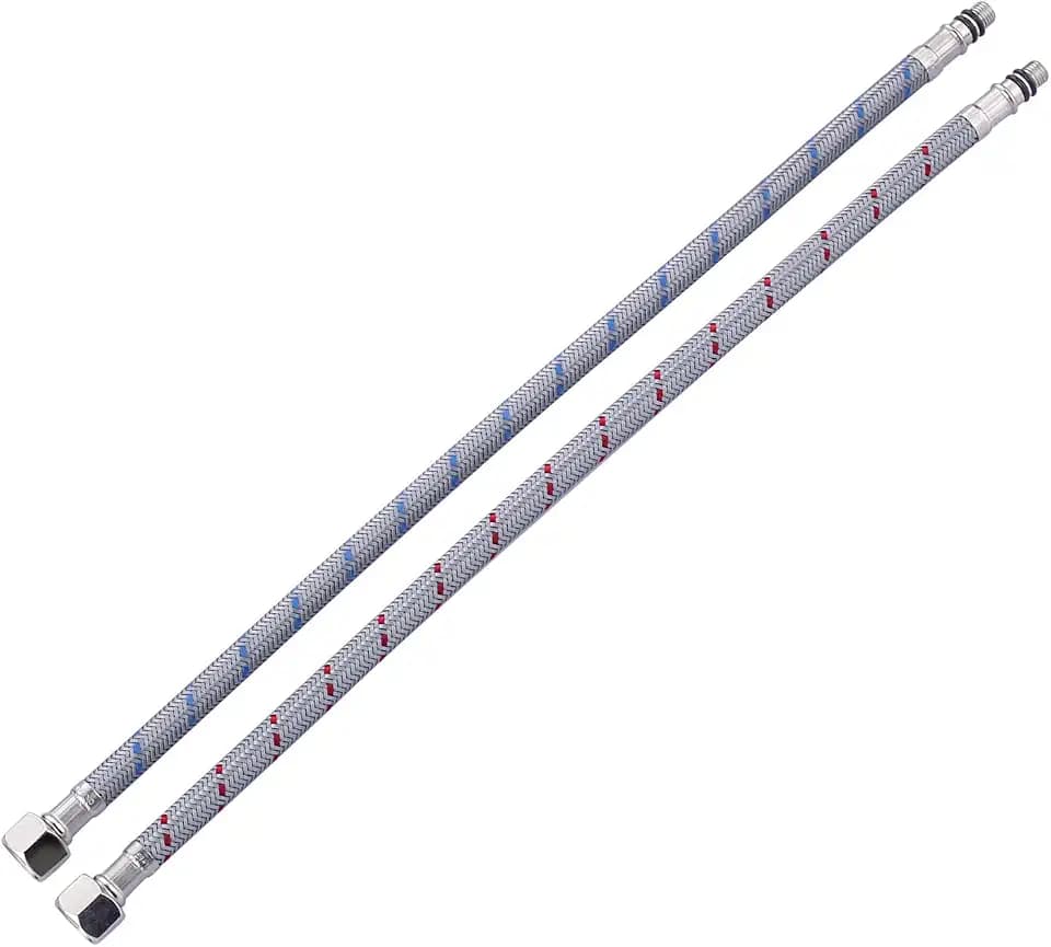 Faucet Supply Lines:WOWOW 20" Length Bathroom Kitchen Faucet Sink Hose with 3/8" Female Compression Thread x M8 Male Connector, Braided Nylon cUPC Water Supply Line 2PCS