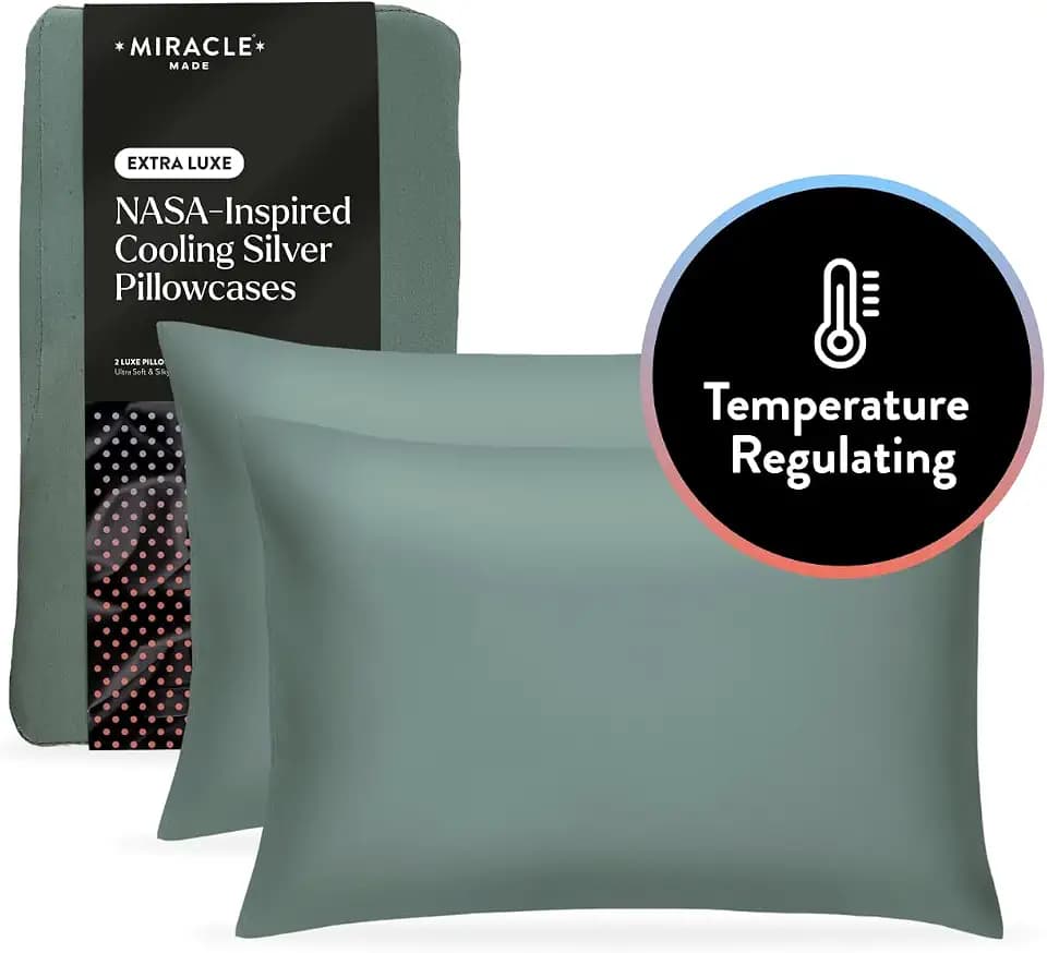 Miracle Made Cooling Cotton Pillowcases, 2-Pack –King/Cali King, Sage Green