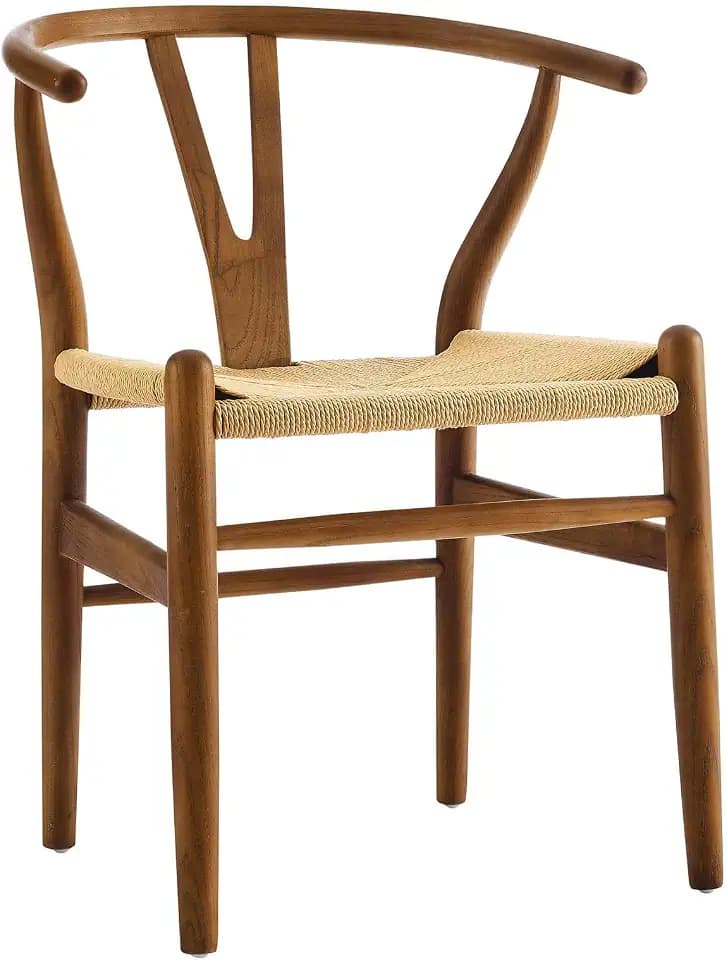 Modway Amish Mid-Century Wood Kitchen and Dining Room Chair in Walnut