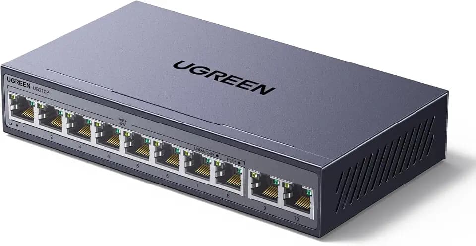 UGREEN PoE Switch Gigabit LAN Switch mit 8 PoE+2 Gigabit Ports (10 Port)