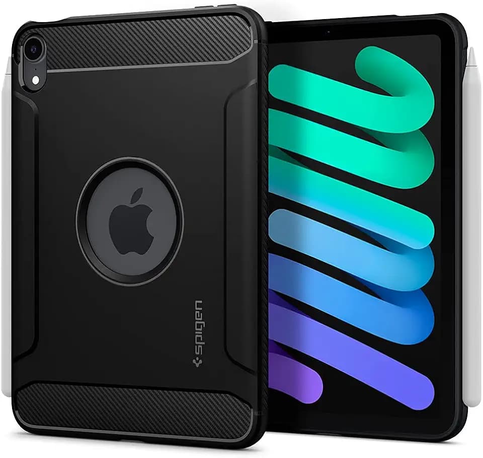 Spigen Rugged Armor Hülle für iPad mini 7. / 6. Generation | Robustes Design, Stoßschutz, kratzfeste Oberfläche, präzise Aussparungen, verbesserter Halt für A17 Pro (2024/21) - Schwarz