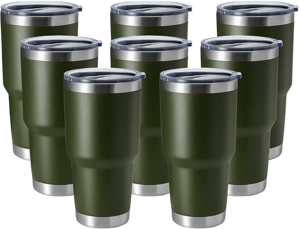 HASLE OUTFITTERS 30oz Stainless Steel Tumbler, Double Wall Vacuum Insulated Travel Mug Tumbler, Durable Insulated Coffee Mug, Gift Box Set (Amey Green, 8)