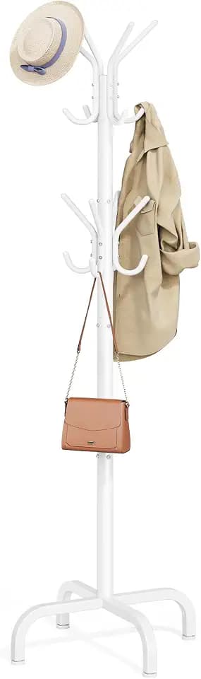 SONGMICS Coat Rack Freestanding, Steel Stand with 16 Hooks and 4 Legs