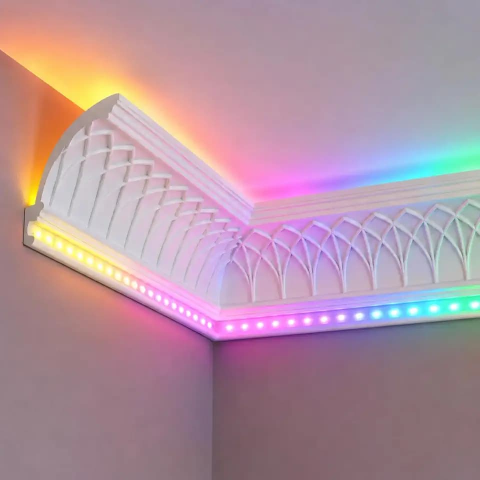 4 Pcs LED Crown Molding, 47.2" Ceiling Trim with Hidden LED Channel