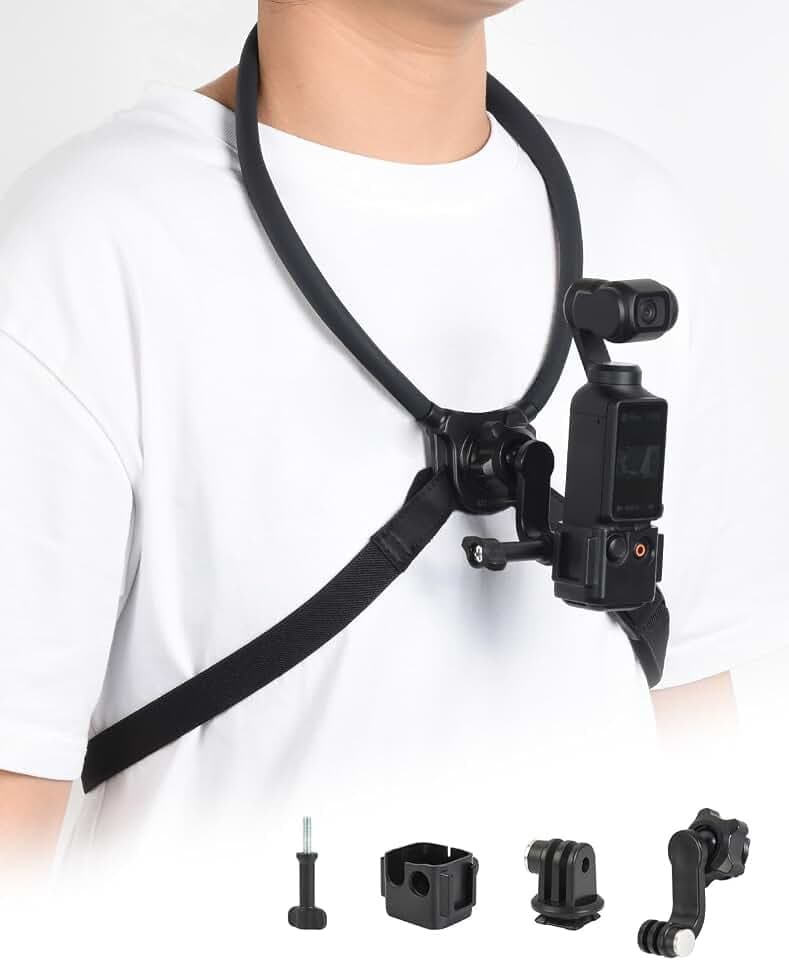 UTEBIT Magnetische Nackenhalterung, 360-Grad-Drehung Halterung Verstellbarer Brustgurt und Hals für GoPro Hero 13/12/11/10/9,für DJI OSMO Pocket 3 für DJI Action 5
