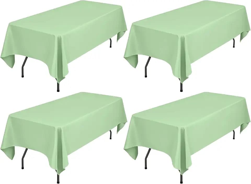 Showgeous 4 Pack Sage Green Polyester 60x126 Inch Tablecloths
