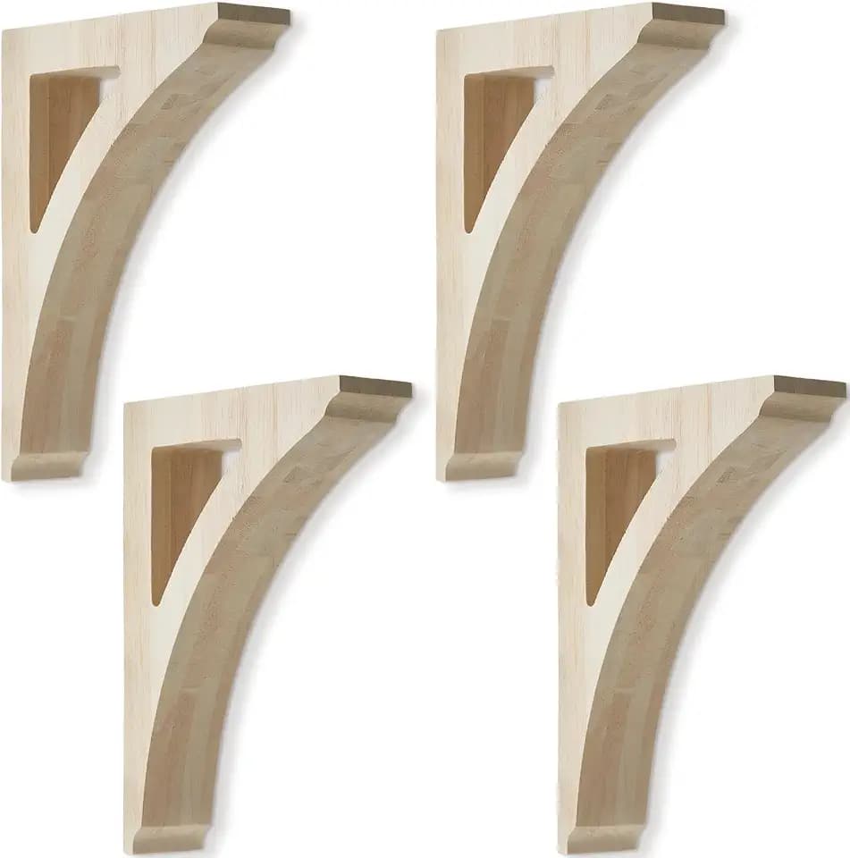 Briwooody 4 Pcs Wood Corbels, 1-3/4" x 6-1/2" x 9" Wooden Shelf Brackets