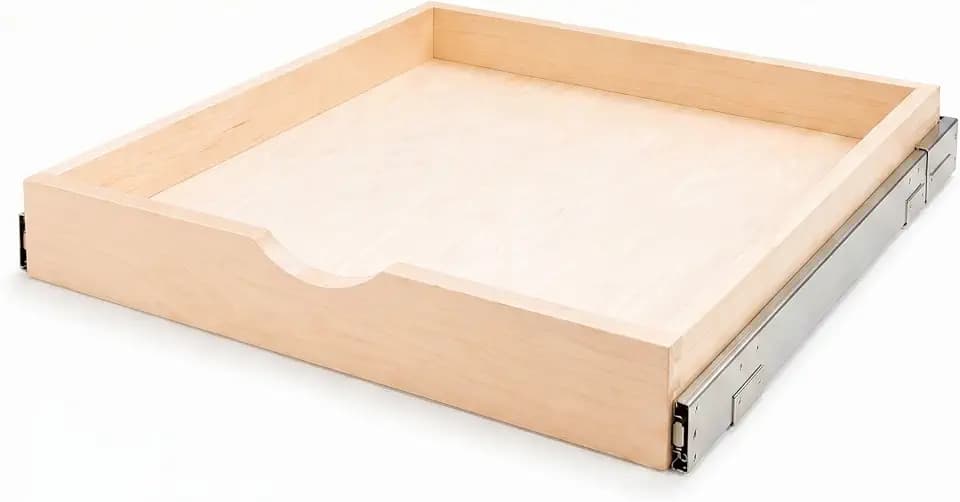 COUVER Pull Out Cabinet Drawer, Wood Shelf, 21Wx21Dx3H In Bottom Side