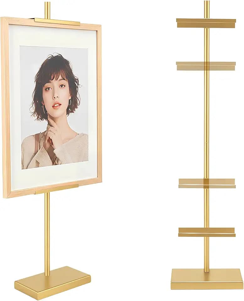 Adjustable Tabletop Easel Stand, Picture Easels for Display Up to 18" H, Metal Picture Frame Holder Stand for Art Photo, Tabletop Art Easel Stand (Gold, 18")